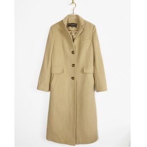 George Simonton Womens Fine Wool & Cashmere Classic Tan Trench Coat Size 4